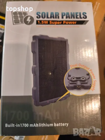 Чисто нов Соларен панел 1.5W с вградена батерия 1700mAh за ловни камери и телефони  