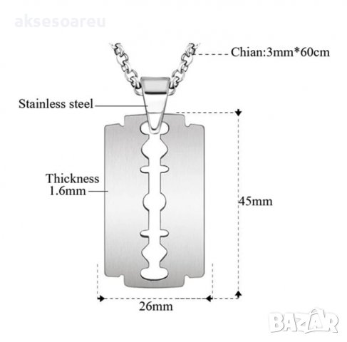 Колие бръснарско ножче  от неръждаема стомана бръснач медальон мъжки бижута стомана огърлици висулки, снимка 9 - Колиета, медальони, синджири - 38356139