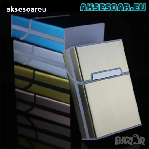 Качествена унисекс Джобна кутия за цигари калъф от алуминиева сплав табакера за пушачи за Подарък, снимка 3 - Табакери - 50233244