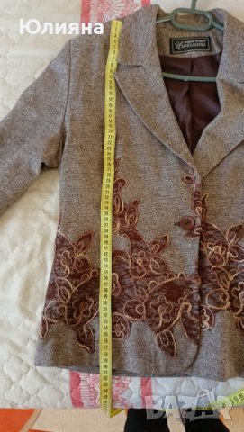 Сако с красиви цветя в кафяво , снимка 5 - Сака - 42469153