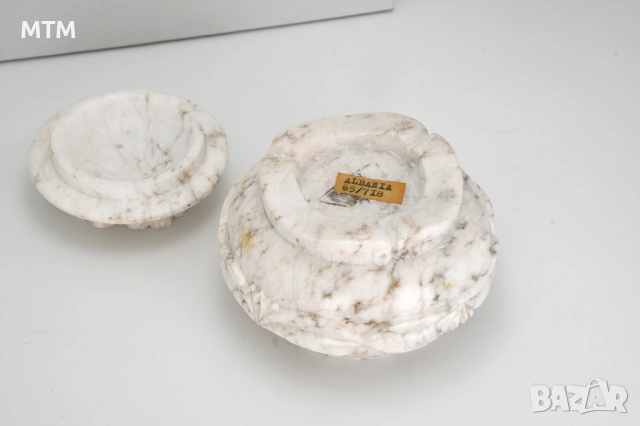 Ръчно изработена кутийка за бижута АЛАБАСТЪР/мрамор Албания, снимка 3 - Антикварни и старинни предмети - 54131320