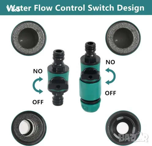  Съединител за маркуч с регулиращи кранове, 6 части Бърз конектор за , снимка 3 - Напояване - 49907611
