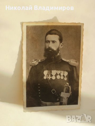 Стара снимка на български офицер военен кап.Васил Г. Попов, снимка 1