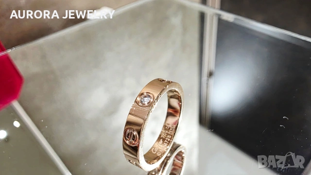 CARTIER Love Rose Gold 1 Diamond Small Model Пръстен, снимка 3 - Пръстени - 53239120