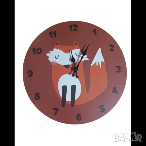 Аналогов стенен ЧАСОВНИК С ЛЪВЧЕ/лисица/панда ЗА ДЕТСКА СТАЯ 33СМ, снимка 2 - Други - 44357694