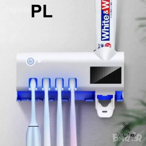 Антибактериален UV стерилизатор със  соларен диспенсър за паста за зъби 2в1