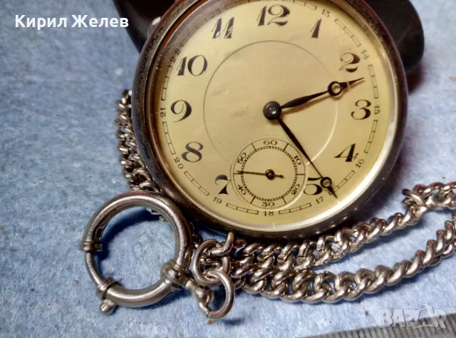 Стар СРЕБЪРЕН ДЖОБЕН ЧАСОВНИК СРЕБРО 800 с РЕТРО КЮСТЕК 48226, снимка 5 - Антикварни и старинни предмети - 48006352