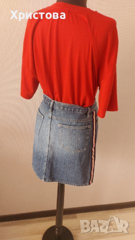 Дънкова пола с кантове - 12,00лв., снимка 2 - Поли - 30468116