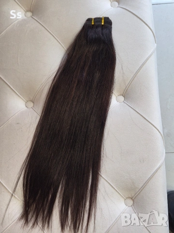 естествена коса на треса тъмно кестенява 