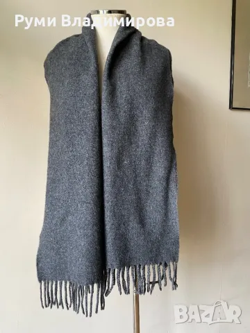 Мъжки, сив шал от 100 % агнешка вълна, снимка 8 - Шалове - 48627055