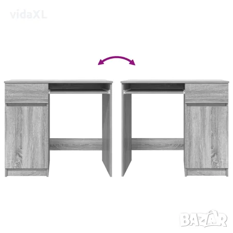 vidaXL Бюро, сив сонома, 86x49x76 см, инженерно дърво, снимка 9 - Бюра - 56148378