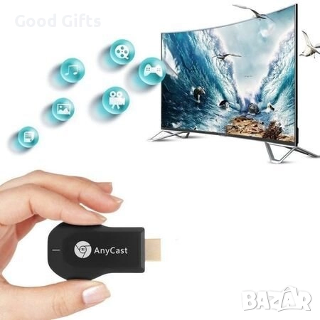 Безжичен HDMI адаптер Anycast M2 Plus – свържи телефона си с телевизора (Full HD 1080p, WiFi, Miraca, снимка 2 - Друга електроника - 52183660