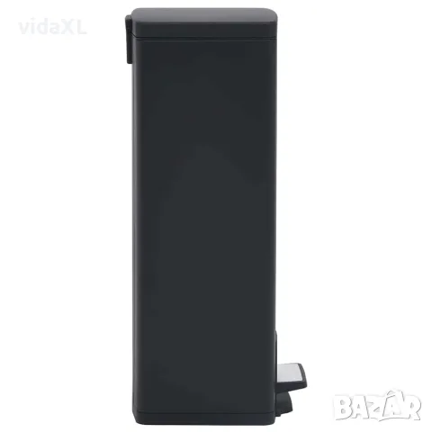 vidaXL Кош за боклук с педал без пръстови отпечатъци 30 л черен инокс, снимка 4 - Кошове за боклук и контейнери - 56146136