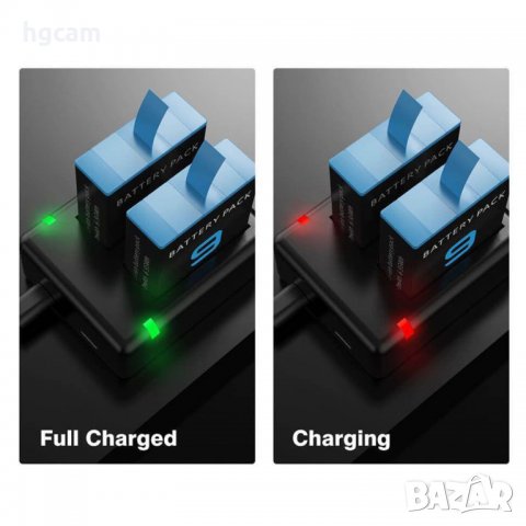 Зарядно устройство за GoPro Hero 9/10/11 Black, За 2 батерии, USB кабел, снимка 4 - Батерии, зарядни - 31768598