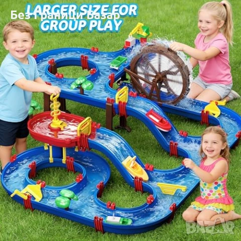 Нова играчка Детски воден комплект с 2 нива помпа лодки и водно колело, снимка 5 - Други - 54093111