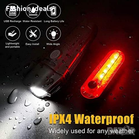 Нов Фар и стоп за колело велосипед Акумулаторни светлини за колоездачи, снимка 4 - Аксесоари за велосипеди - 40830203