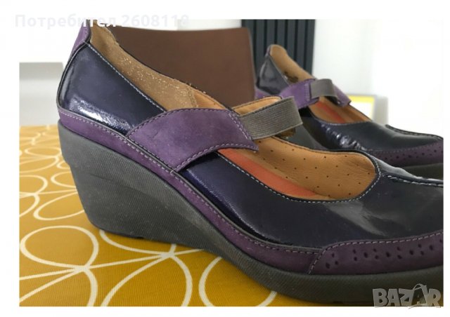 Clarks дамски - кожа, лачени, лилави - №40, снимка 2 - Дамски елегантни обувки - 29390061