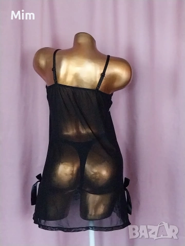 М/L Черна нощница с бяла бродерия , снимка 2 - Нощници - 54315974