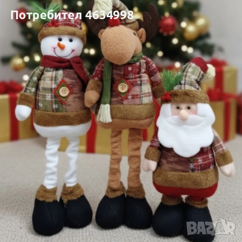 Голяма коледна играчка  Елен, Снежен човек или дядо Коледа - разтягаща до 50см