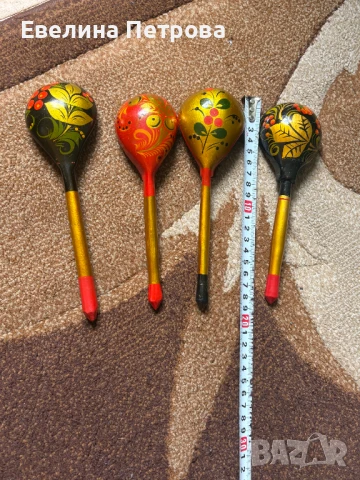 Дървени рисувани лъжици Хохлома, снимка 2 - Антикварни и старинни предмети - 51275113