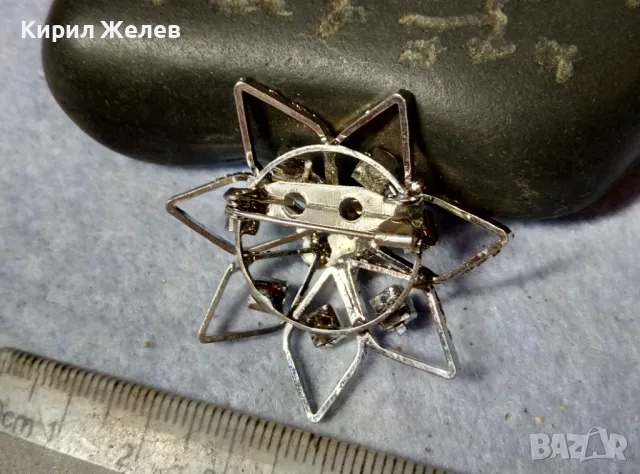 НЕЖНА ЗВЕЗДОВИДНА АЖУРНА ПОСРЕБРЕНА АРТ БРОШКА с ИСКРЯЩИ ФАСЕТИРАНИ КРИСТАЛЧЕТА 48823, снимка 7 - Други - 48734420