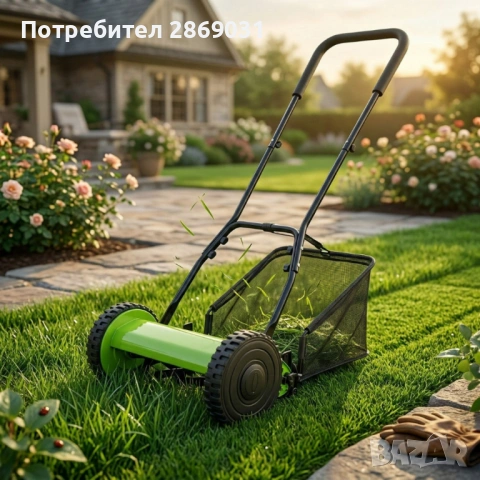 Ръчна косачка за трева с кош 40 см (16") – 5 остриета, регулируема височина