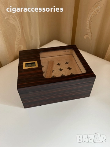 Луксозен хумидор от кедрово дърво с хигрометър – нов, 55 пури, снимка 8 - Табакери - 52416780