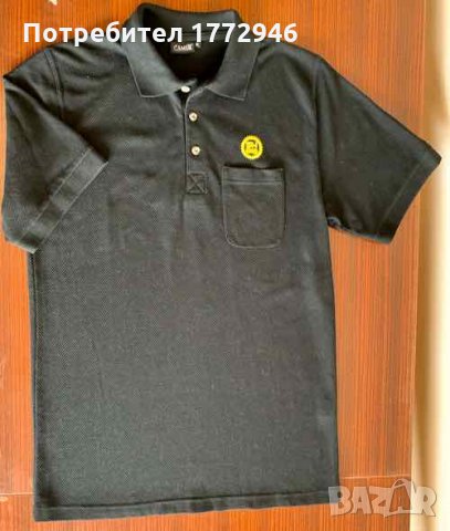 Черна плътна тениска с яка, 5лв или подарък с друго, снимка 1 - Тениски - 30993150