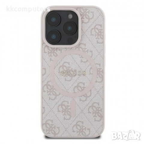Оригинален кейс Guess HC MagSafe PU 4G Ring Classic Logo и Протектор За iPhone 16 Pro (6.3), Розов, снимка 3 - Калъфи, кейсове - 51962071