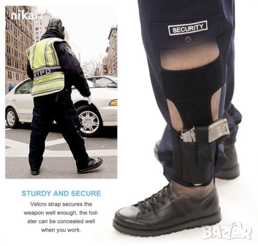 тактически скрит кобур за глезен пистолет револвер неопренов перфорира, снимка 6 - Други - 42101279