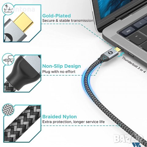 WARRKY USB C към HDMI кабел 4K, Thunderbolt 3 към HDMI адаптер, 2 метра, снимка 6 - Кабели и адаптери - 37804931