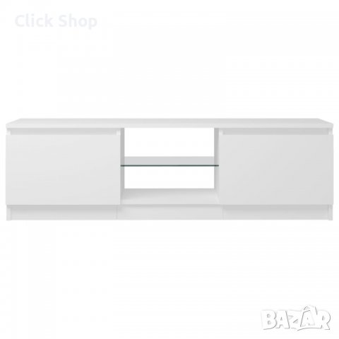 ТВ шкаф с LED осветление, бял, 120x30х35,5 см, снимка 8 - Шкафове - 37961166