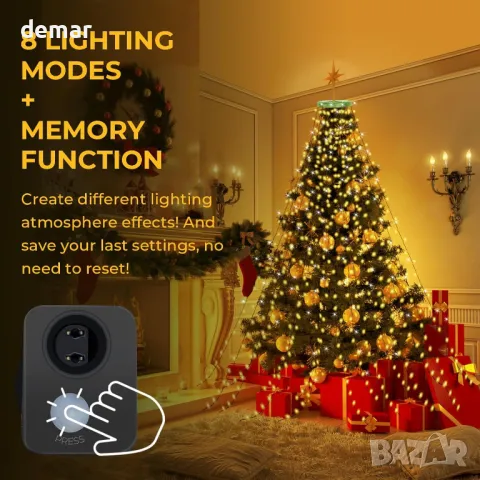 Лампи за коледно дърво Laybasic с пръстен, 1,75 м x 16 нишки 400 LED, снимка 2 - Декорация за дома - 47979731