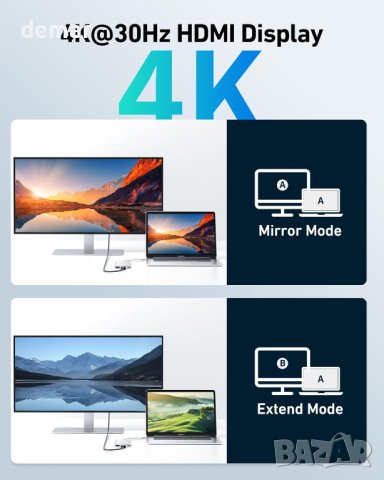 Acer USB C хъб, 3 в 1 с 5Gbps USB 3.0 GEN1 порт, 4K HDMI и PD Max 100W, снимка 5 - Кабели и адаптери - 44322766