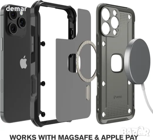 VENA vArmor Калъф за iPhone 16 Pro Max с кобур със щипка за колан, стойка, военен клас, за MagSafe, снимка 5 - Калъфи, кейсове - 47505129