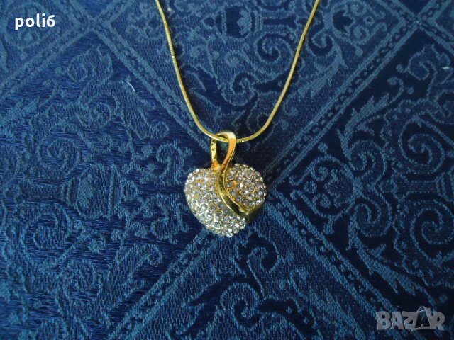 Колие, синджирче със сърце с камъчета, снимка 4 - Колиета, медальони, синджири - 31811257