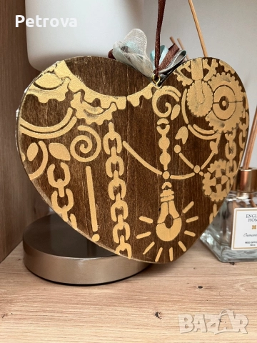 Дървен орнамент “Сърце”,декупаж, снимка 2 - Декорация за дома - 51479705