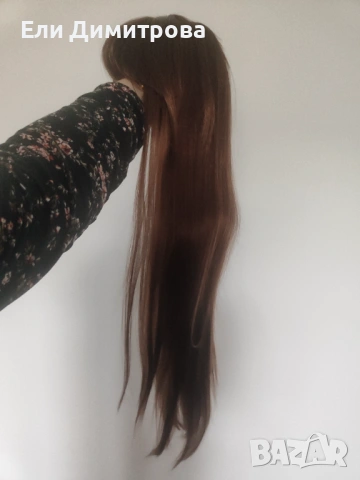 Нова кестенява перука с бретон, само за 13€