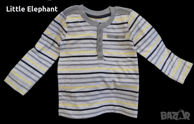 Блузка с дълъг ръкав за 12-18 мес момченце,райе кочета и райе сива гама,Англия/нова
