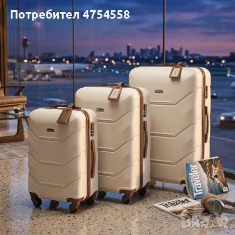 Комплект 3 в 1 Твърди куфари, размери M, XL и XXL, ABS материал, 4 колела 360°, кодирано заключване, снимка 3 - Куфари - 53887945