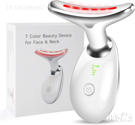Мултифункционален масажор за лице и шия Лифтинг на лицето LED фотонна терапия , снимка 5 - Други - 51542679