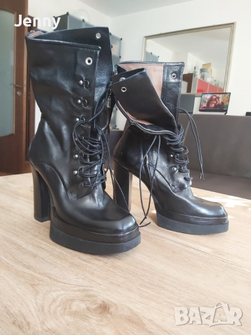 Високи дамски обувки от естествена кожа, снимка 1