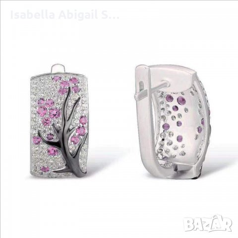 Обици с цирконии, медицинска стомана, снимка 2 - Обеци - 31805926