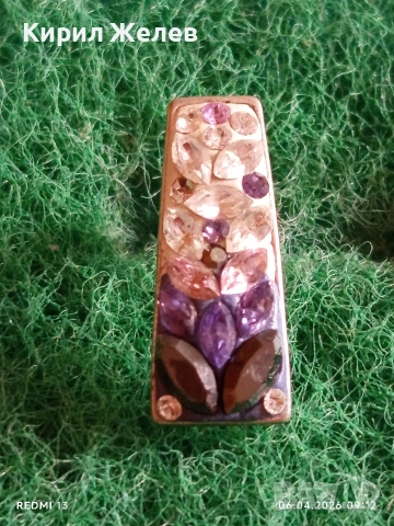 Коктейлна сребърна обеца с инкрустирани кристали цветни много красива 49832