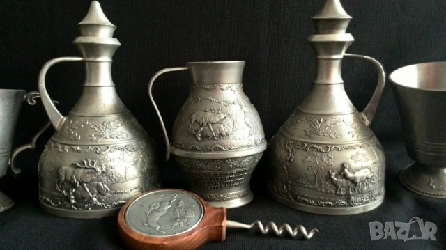 немски чаши и кани с ловни мотиви от Zinn/калай, снимка 5 - Антикварни и старинни предмети - 37303938