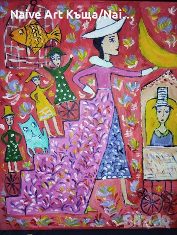 Картина платно маслени бои акрилни бои размер в.52/ ш.42, снимка 2 - Картини - 53293082