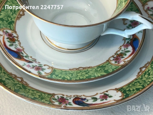 Троен сет порцелан райски птици, снимка 7 - Антикварни и старинни предмети - 54179526