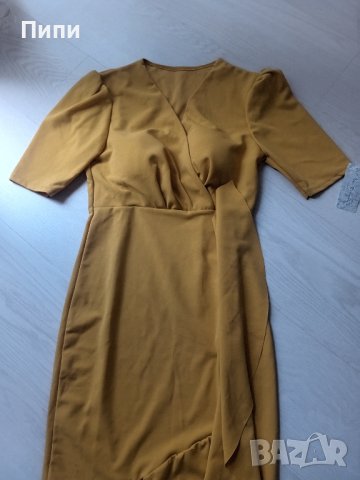 Рокля нова с етикет, цвят горчица  с,м размер , снимка 4 - Рокли - 42291989