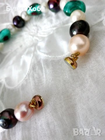 Гривна от естествени перли и стъкло Мурано, снимка 5 - Гривни - 37614882