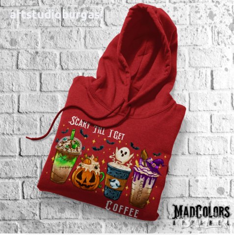 СУИЧЪР УНИСЕКС HALLOWEEN - SCRAY TILL I GET COFFEE, снимка 3 - Суичъри - 38614728